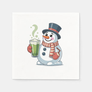 Servilleta De Papel Muñeco de nieve sosteniendo bebida de matcha Amant