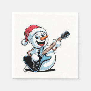 Servilleta De Papel Muñeco de nieve tocando guitarra eléctrica Santa N