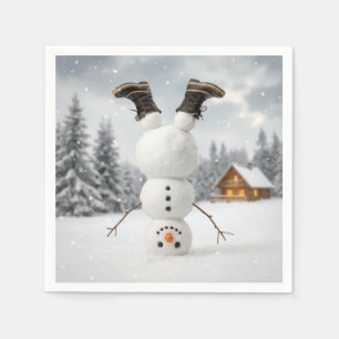 Servilleta De Papel Muniéndose de Hombre de Nieve haciendo una parada 
