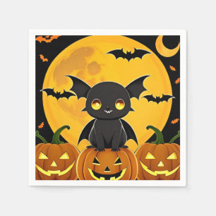 Servilleta De Papel Murciélago de dibujos animados lindo y calabazas J