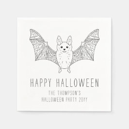 Servilleta De Papel Murciélago lindo Arte de línea mínima Feliz Hallow
