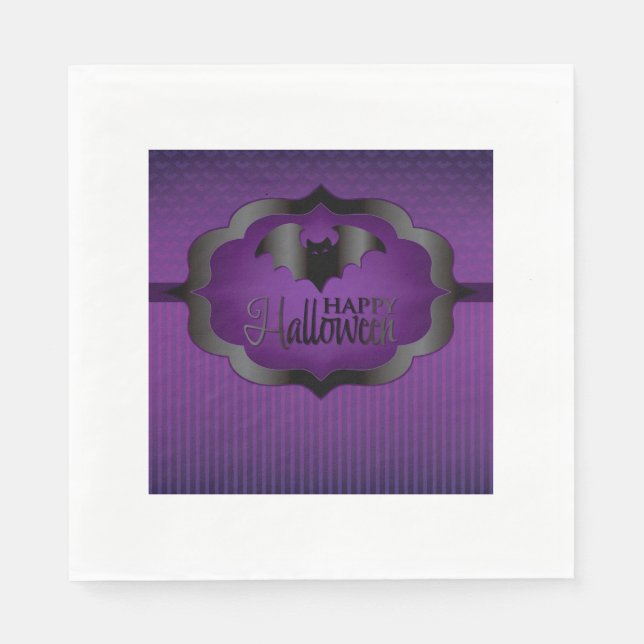 Servilleta De Papel Murciélago morado de Halloween (Anverso)