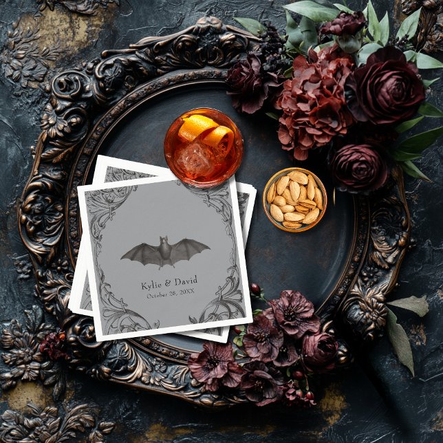 Servilleta De Papel Murciélago victoriano hasta la muerte Boda negro y (Subido por el creador)
