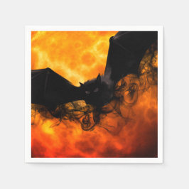 Servilleta De Papel Murciélago y luna de cosecha caen negro naranja el