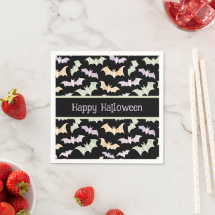 Servilleta De Papel Murciélagos de Halloween de menta lavanda negra