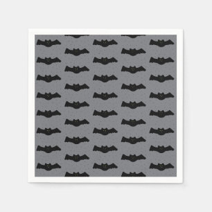 Servilleta De Papel Murciélagos de Halloween grises y negros