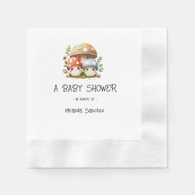 Servilleta De Papel Mushroom Baby Shower (Anverso)
