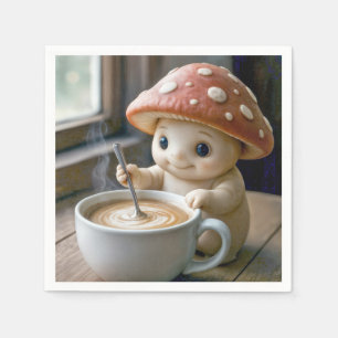 Servilleta De Papel Mushroom Munchkin Stirring Morning Coffee