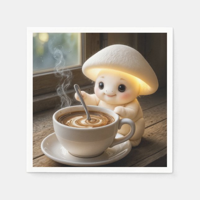 Servilleta De Papel Mushroom Munchkin Stirring Morning Coffee (Anverso)