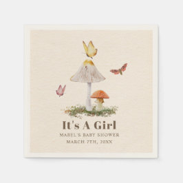 Servilleta De Papel Mushrooms Butterflies Woodland Chica Baby Shower N