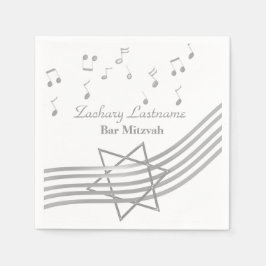 Servilleta De Papel Music Bar Mitzvah Silver