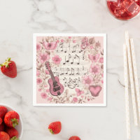 Music Notes and Flowers Retro Style
