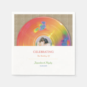Servilleta De Papel Música Arcoíris Retro Álbum de Vinilo Boda