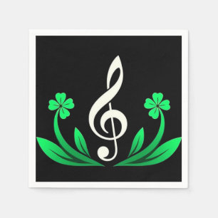 Servilleta De Papel Música con trébol afortunado