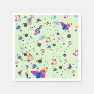 Servilleta De Papel Música de baile de colores en verde