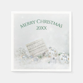 Servilleta De Papel Música de Navidad y Adornos en la Nieve