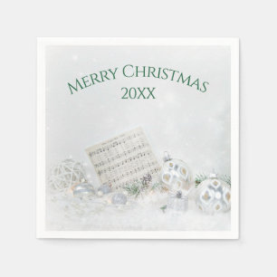 Servilleta De Papel Música de Navidad y Adornos en la Nieve