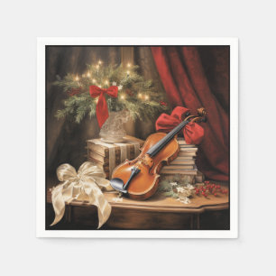 Servilleta De Papel Música de violín de Navidad