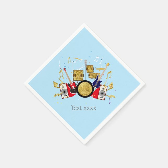 Servilleta De Papel música fiesta guitarra drum set musical (Borde)