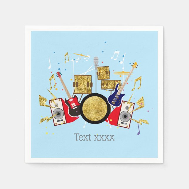 Servilleta De Papel música fiesta guitarra drum set musical (Anverso)