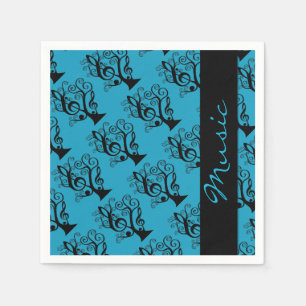 Servilleta De Papel Música negra y Verde azulada Treble Clef Tree Napk