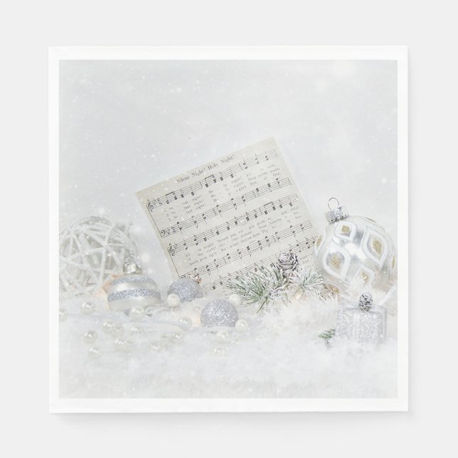 Servilleta De Papel Música nocturna silenciosa en copos de nieve (Anverso)