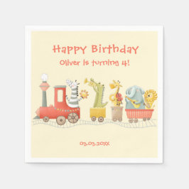 Servilleta De Papel Musical Animal Train Birthday