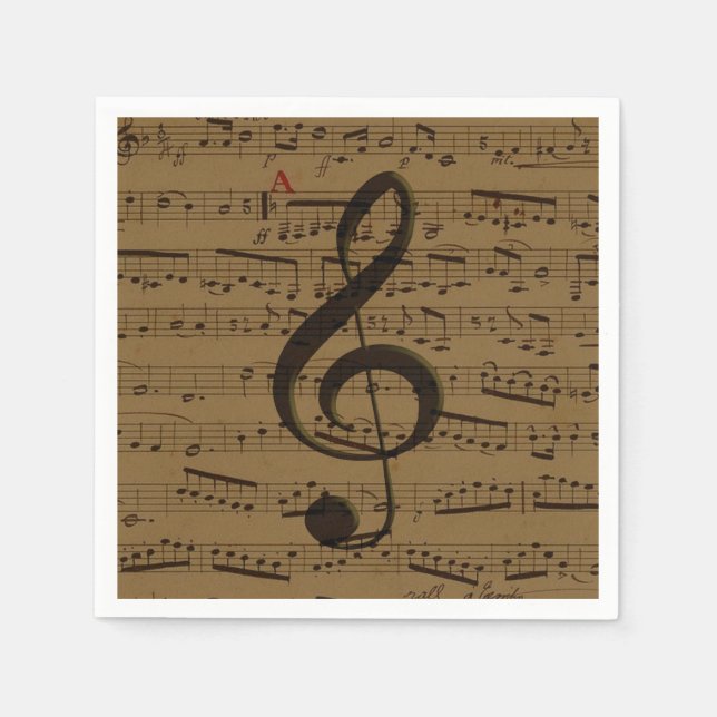 Servilleta De Papel Musical Treble Clef Sheet Music Classic (Anverso)