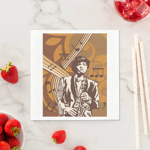 Servilleta De Papel Músico de Jazz con Saxofón
