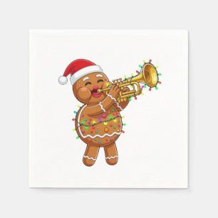 Servilleta De Papel Músico Feliz de Pan de Jengibre Tocando Trompeta N
