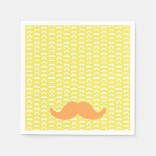 Servilleta De Papel Mustache Naranja amarillo Hipster Trendy Retro Fun