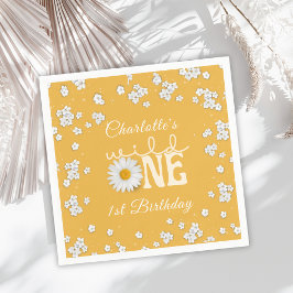 Servilleta De Papel Mustard Daisy Wild One 1st Birthday Paper Napkin
