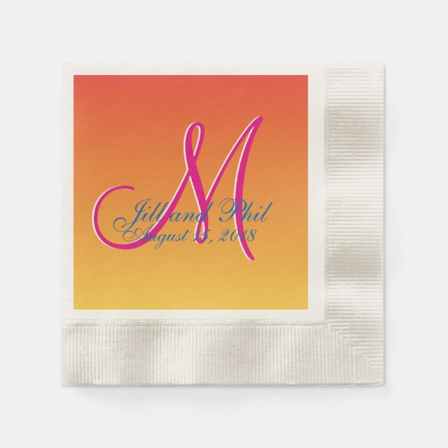 Servilleta De Papel Mustard Monogram Sunset (Anverso)