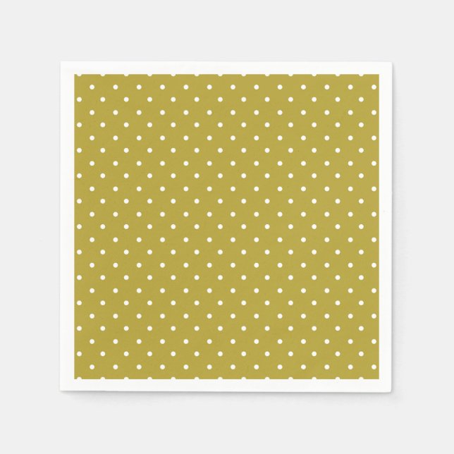 Servilleta De Papel  Mustard yellow white polka dots pattern  (Anverso)