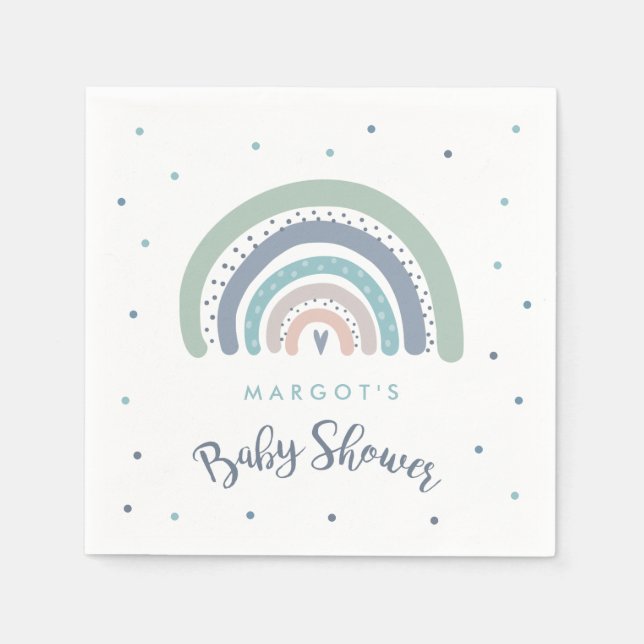 Servilleta De Papel Muted Pastel Rainbow Baby Shower (Anverso)