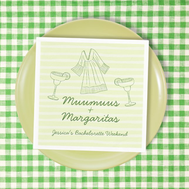 Servilleta De Papel Muumuus y Margaritas Despedida de Soltera a Mano (Muumuus & Margaritas Handwritten Bachelorette Napkins)