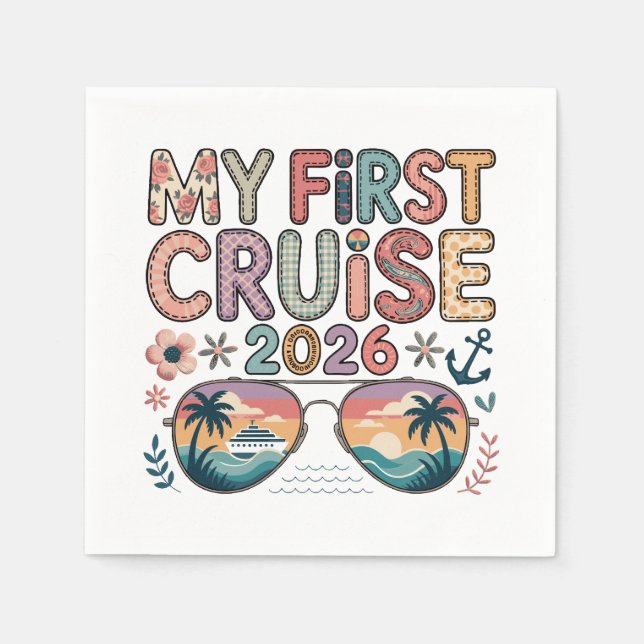 Servilleta De Papel My First Cruise 2026, First Cruise Vacation Gift (Anverso)
