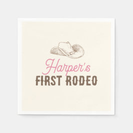 Servilleta De Papel My First Rodeo Personalized Pink Cowgirl Birthday