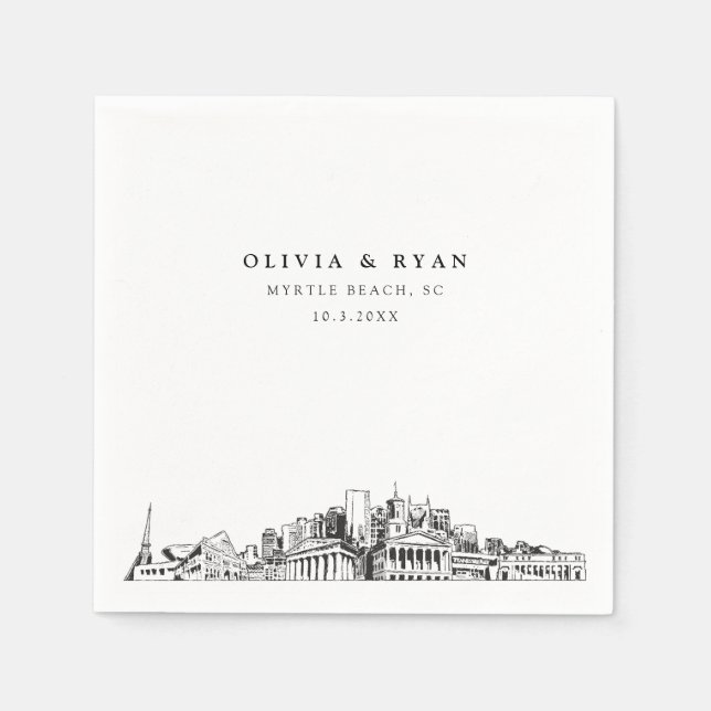 Servilleta De Papel Myrtle Beach Wedding Paper Cocktail Napkin (Anverso)