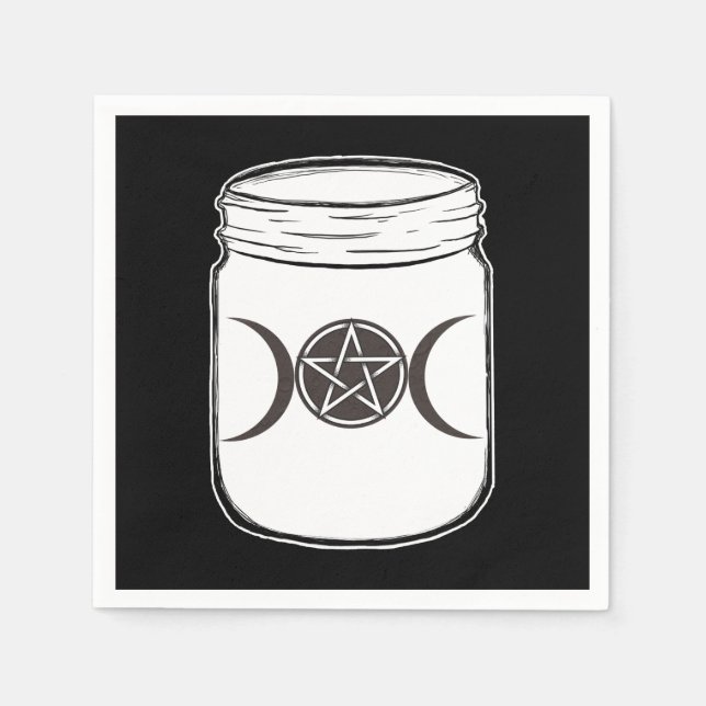Servilleta De Papel Mystical Magic Moons Mason Jar Halloween Party (Anverso)