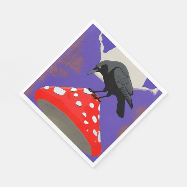 Servilleta De Papel 🍽️ Mystical Raven Paper Napkin (Esquina)