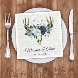 Servilleta De Papel Na, Boda floral de la Marina Blue Boho