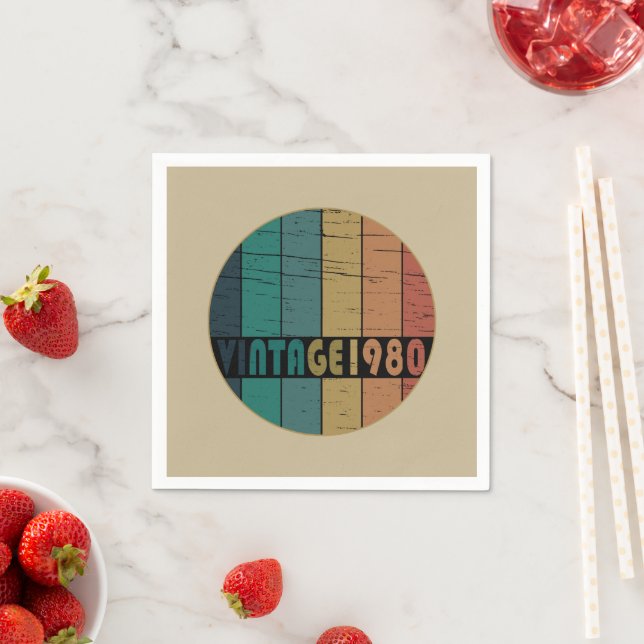 Servilleta De Papel Nacido en 1980, cumpleaños vintage (In situ)