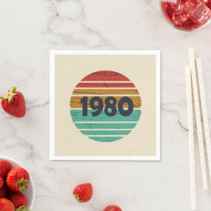 Servilleta De Papel Nacido en 1980, cumpleaños vintage