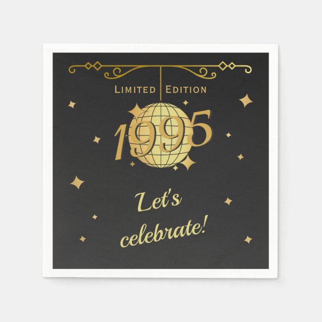 Servilleta De Papel Nacido en 1995 30 cumpleaños decoración fiesta neg (Anverso)