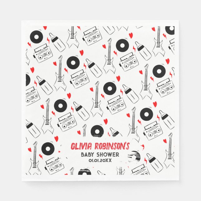 Servilleta De Papel Nacido en Rock Star Baby Shower (Anverso)