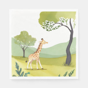 Servilleta De Papel Nacido para Explorar Pintura Acuarela de Jirafa
