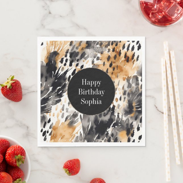 Servilleta De Papel Nacimiento de animales del leopardo del crema negr (In situ)