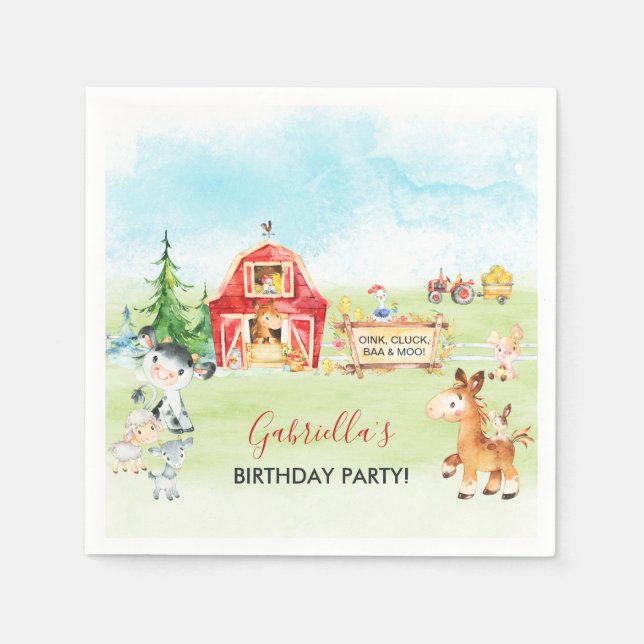 Servilleta De Papel Nacimiento de Barnyard y animales de granja (Anverso)