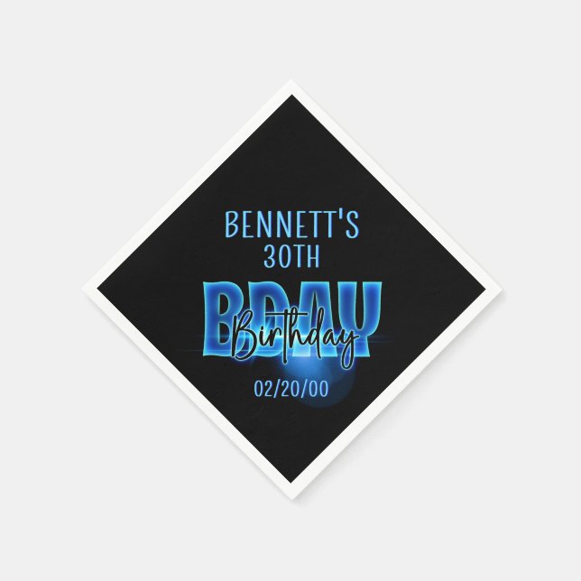 Servilleta De Papel Nacimiento de la Neón Azul (Borde)